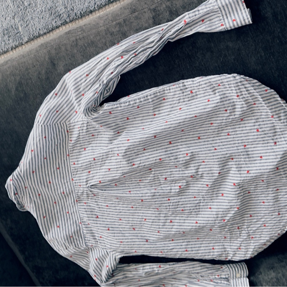 Old Navy Kids Button Down Shirt - White and Red Stripes
